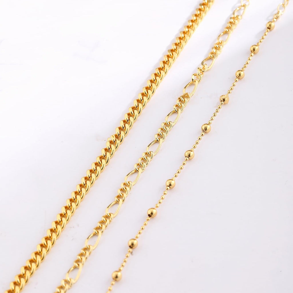 Retro Metal Versatile 3-piece Ankle Chain Set