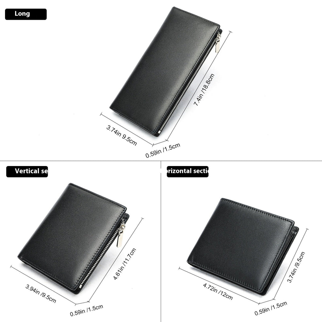 Handmade Cowhide Men's Zip Wallet Anti-theft