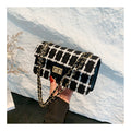 Womens Checkerboard-pattern Shoulder Bag With A Chain Strap