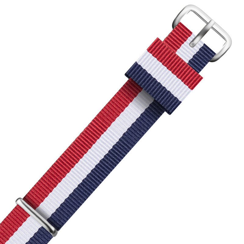 Nylon DW Watch Strap One Piece With Woven Loop And Striped Canvas Watch Band