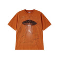 Orange Short-Sleeve T-Shirt With A Flying Saucer And Piglet Print