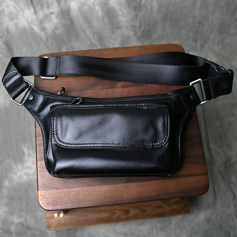 Single-Shoulder Crossbody Genuine Leather Chest BagWaist Bag Large Capacity Multi-Functional