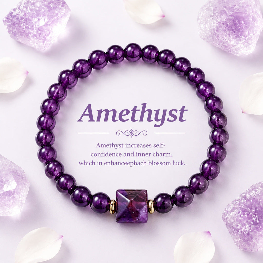New Womens Amethyst Bead Bracelet