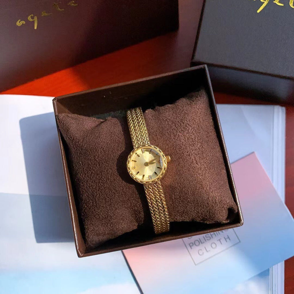 Vintage Square Watch For Women A Dainty Mini Square Design With A Wheat-sheaf Motif