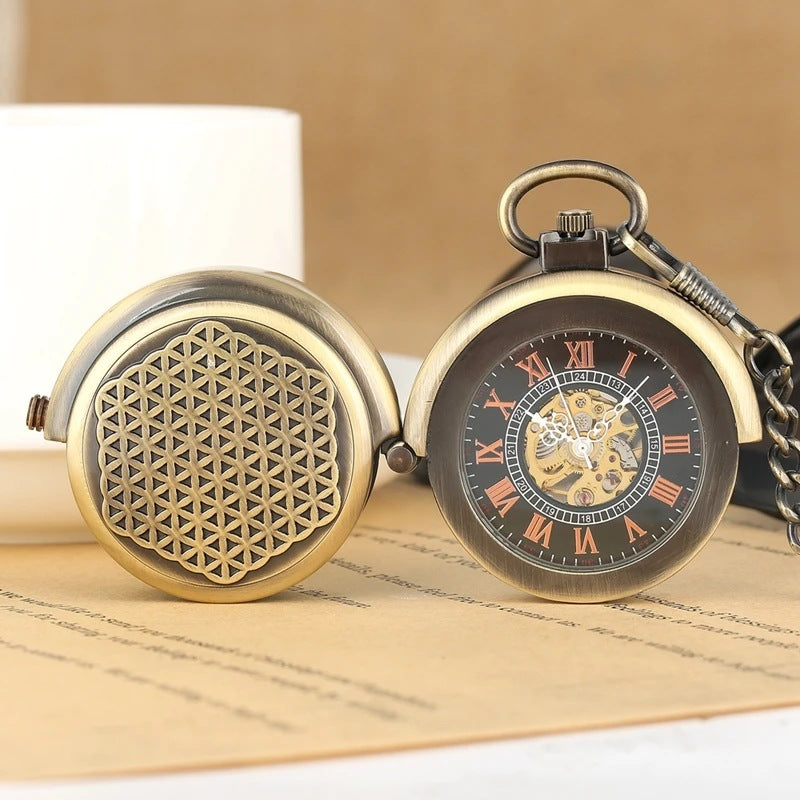 Roman Numeral Manual Winding Mechanical Pocket Watch