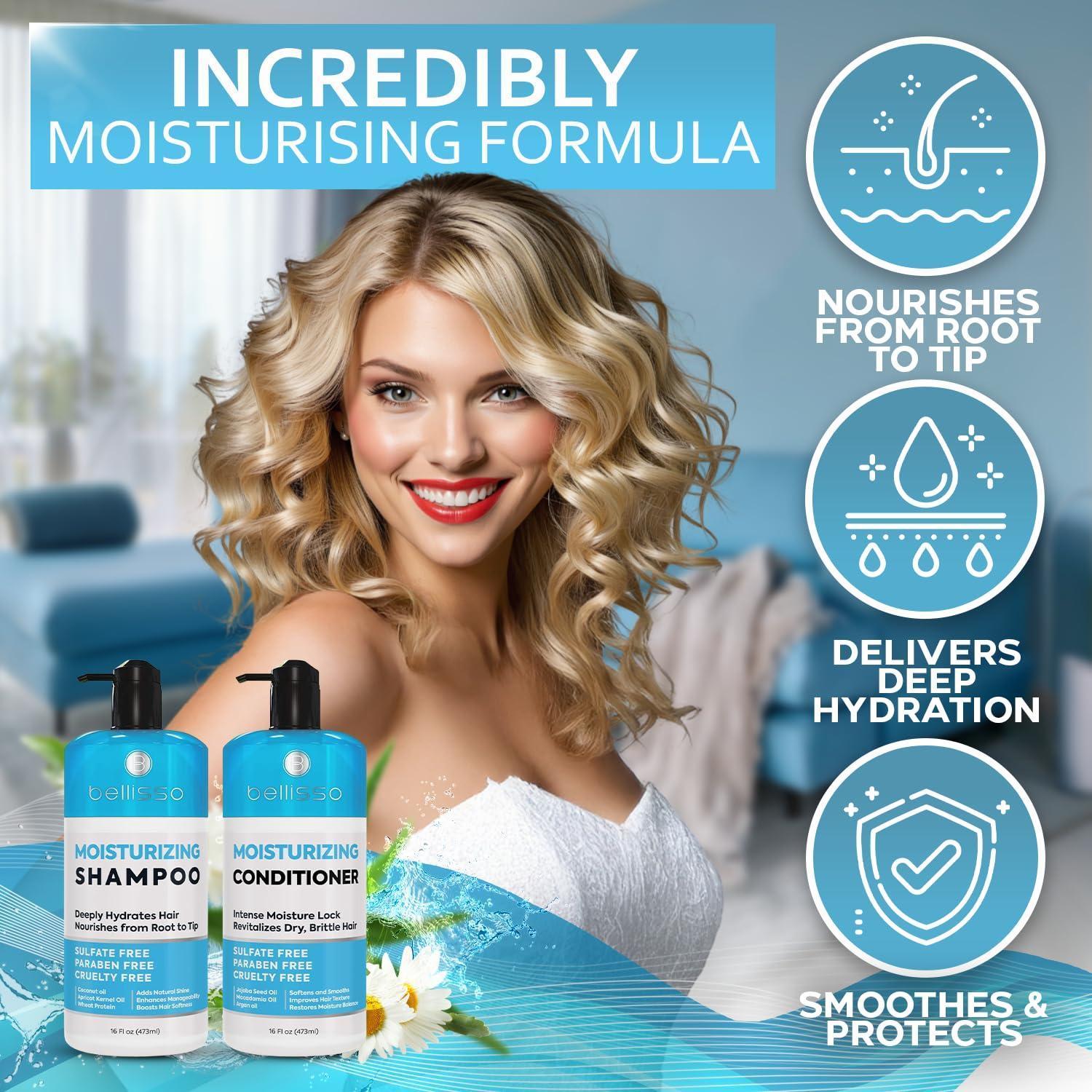 Moisturizing Shampoo and Conditioner Set Sulfate Free Care for Women and Men Hydrating Deep Moisture Duo with Shea Butter Salon Grade Color Safe Ideal for Curly Hair and Dry Split Ends