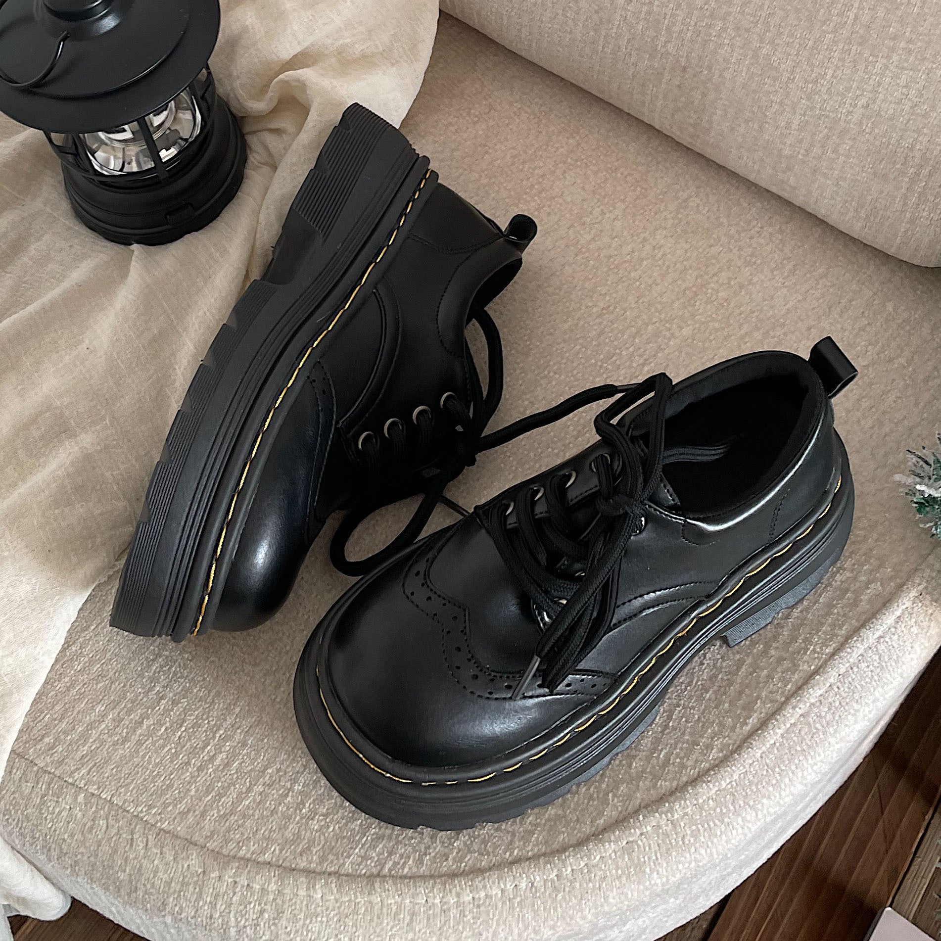 Womens Casual British-style Soft-soled Leather Shoes