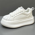 New Autumn Shell Toe Leather Sports Casual Skate Shoes, Versatile Thick Sole Low-top White Sneakers