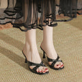 316-F3 High Heel Square Toe High-grade Outdoor Slippers