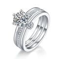 S925 Sterling Silver 1ct D Color VVS1 Moissanite Ring Set 6.5mm Stone Platinum Plated GRA Certified US Size 5-9 Gift Box