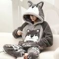 Mens Thickened Cartoon Plus-Size Pajama Set