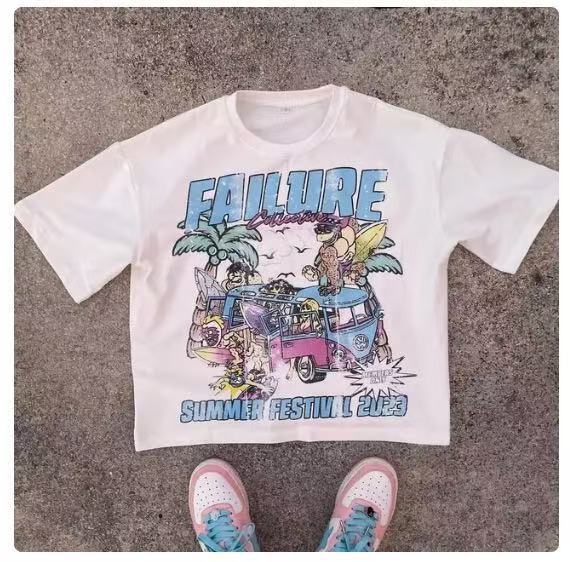 Car Letter Print T-shirt For Men And Women