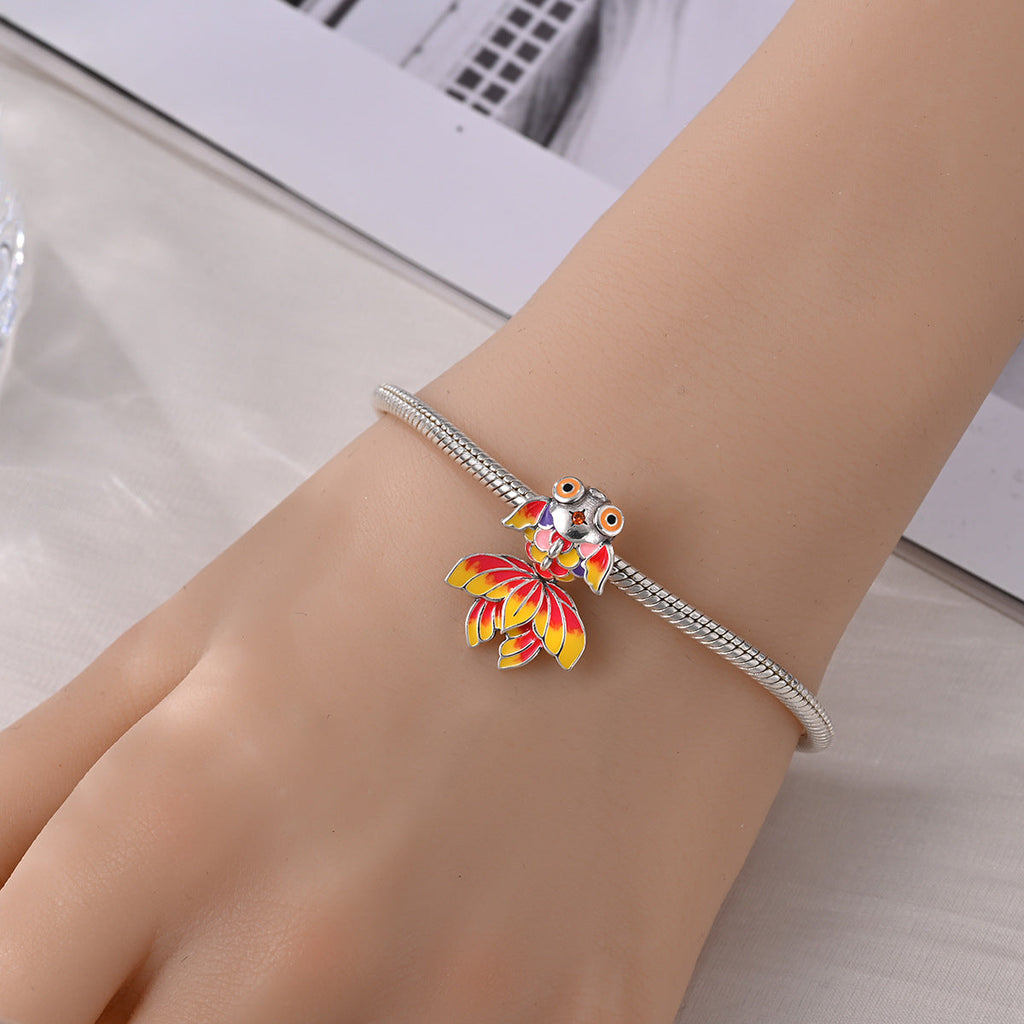 DIY Lucky Carp Copper Bead Pendant Bracelet Accessories