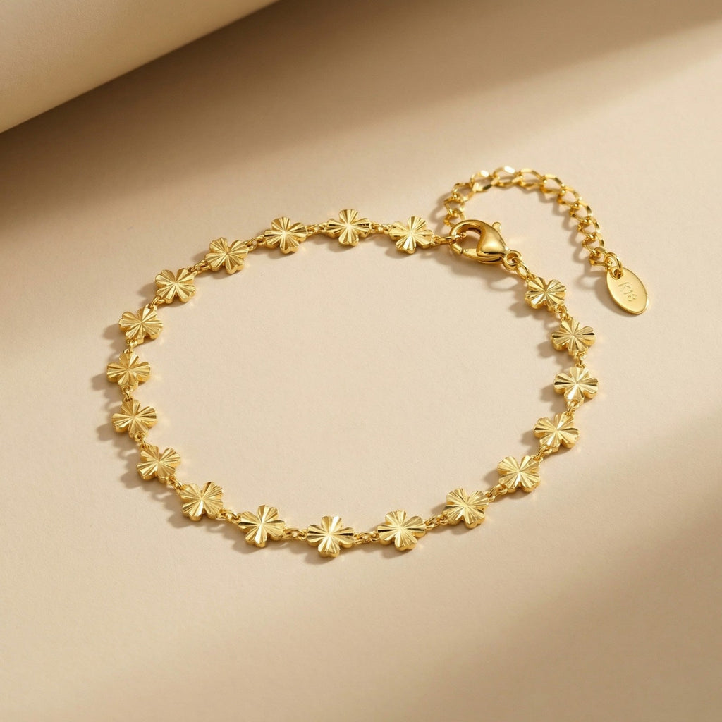 Womens Fashionable Stainless Steel Flower Anklet