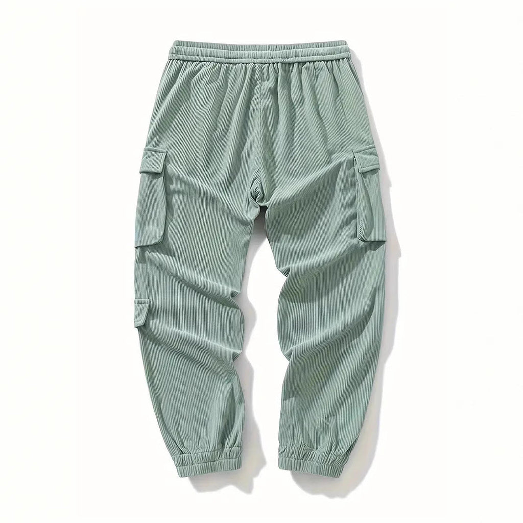 Corduroy Plus Size Mens Work Pants Ankle Tightening Trousers