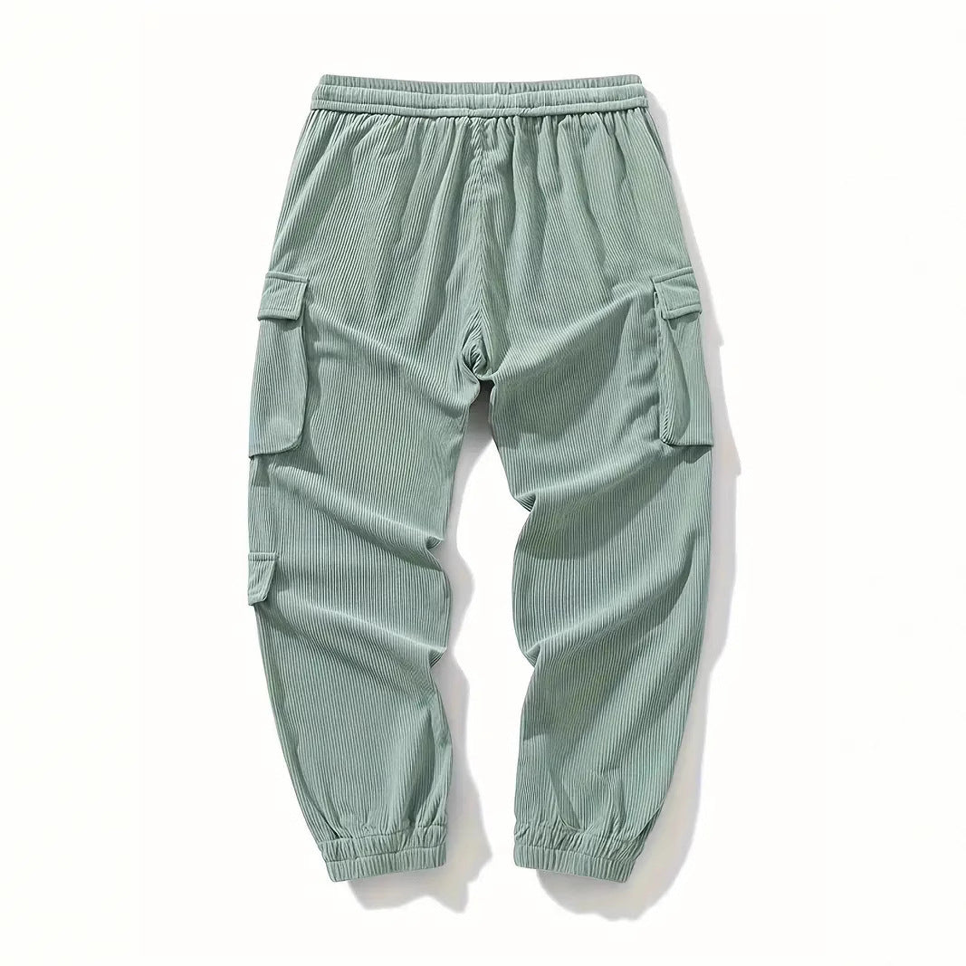 Corduroy Plus Size Mens Work Pants Ankle Tightening Trousers