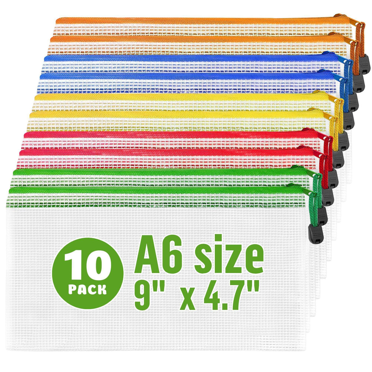 10 Pack Small Mesh Zipper Pouch Bags A6 9x4.7 in Plastic Zipper Pouches for Organizing Mesh Pouch with Zippers Bags for Organizing Meshed Zippered Bag Clear Waterproof Travel Pouches Receipts Makeup