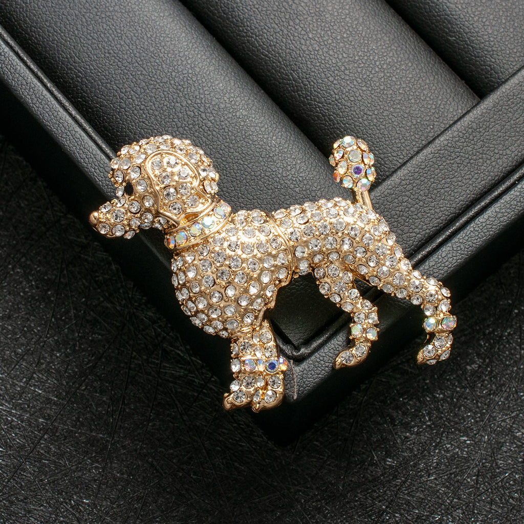Golden Cute Diamond-studded Puppy Brooch Classic And Fashionable