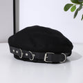 Punk Dark-themed Metal Round Ring Belt Buckle, Four-corner Fedora Hat, Tomboyish Streetwear, Casual And Versatile Hat