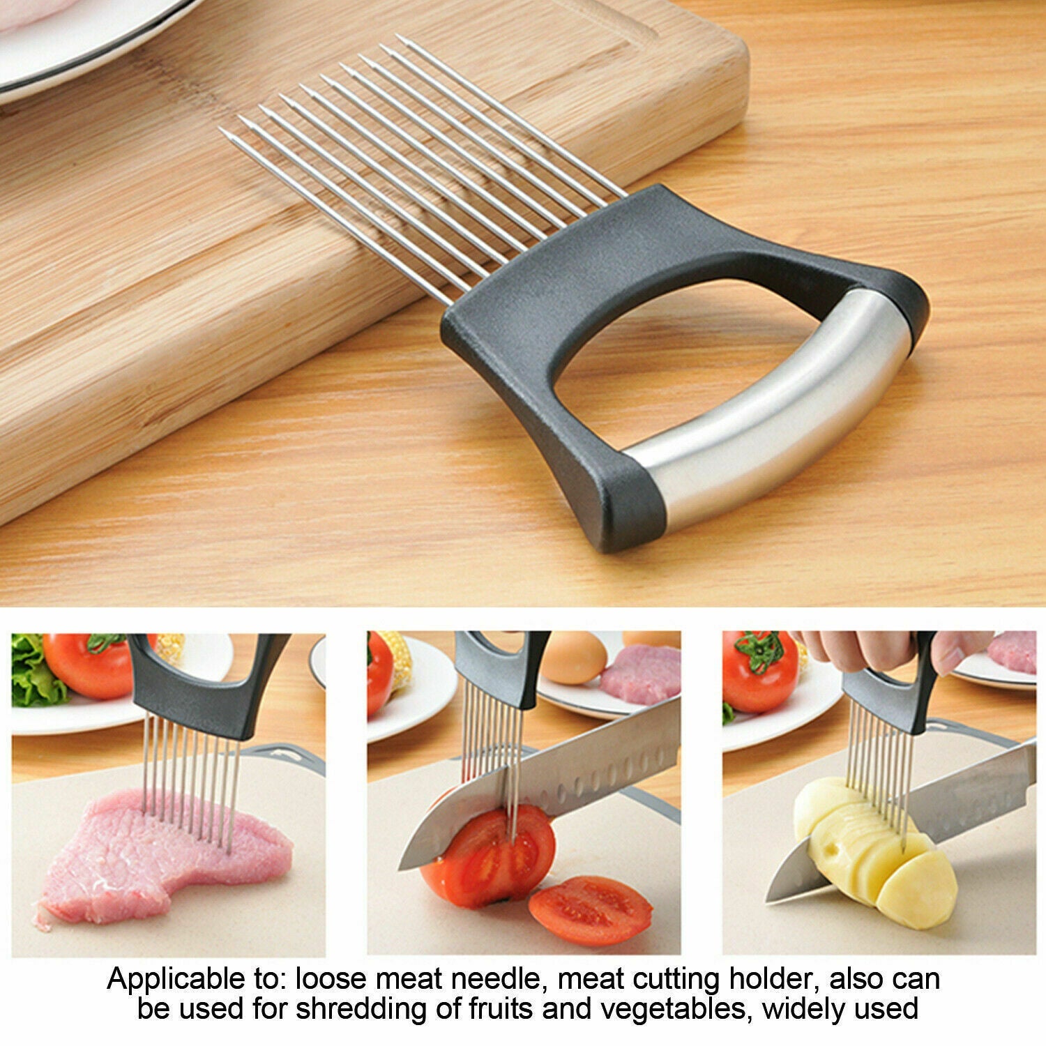 Food Slice Assistant Stainless Steel Onion and Tomato Slicer
