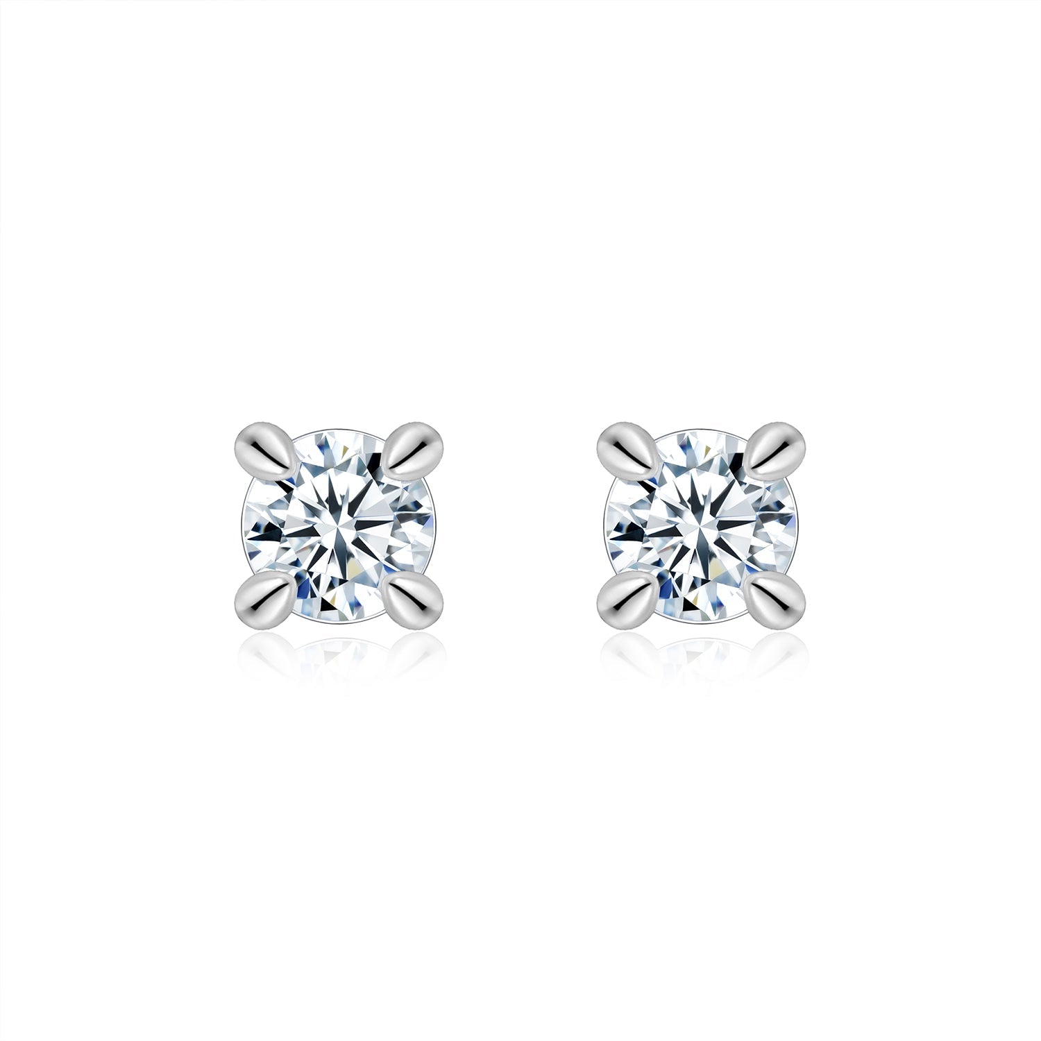 S925 Sterling Silver Moissanite Stud Earrings, 0.5&2ct D-VVS1 4-Prong Basket Pave With Screw Backs, GRA Certificate Gift Box