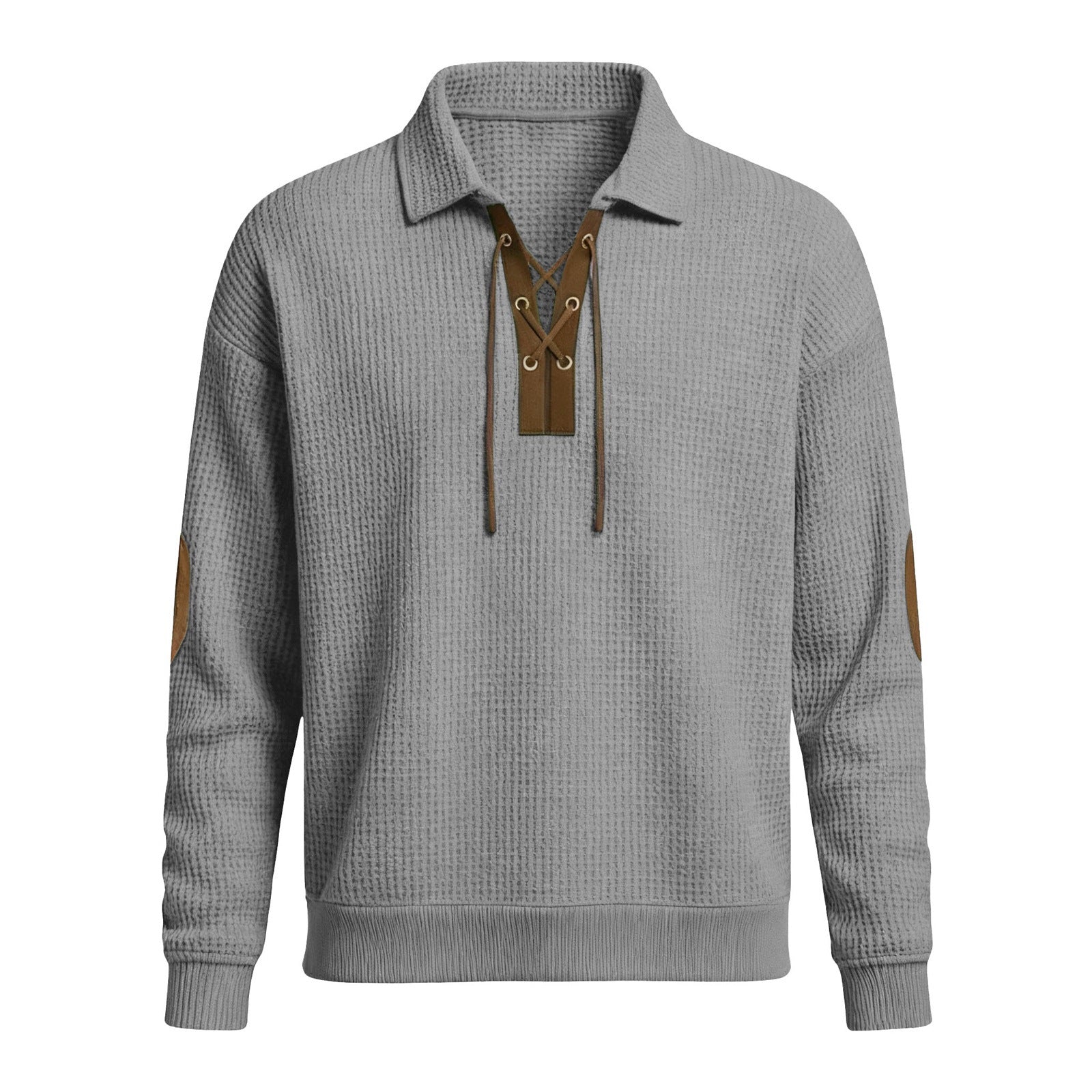 Mens Fashion Solid-Color Long-Sleeve Loose-Fit Sweatshirt