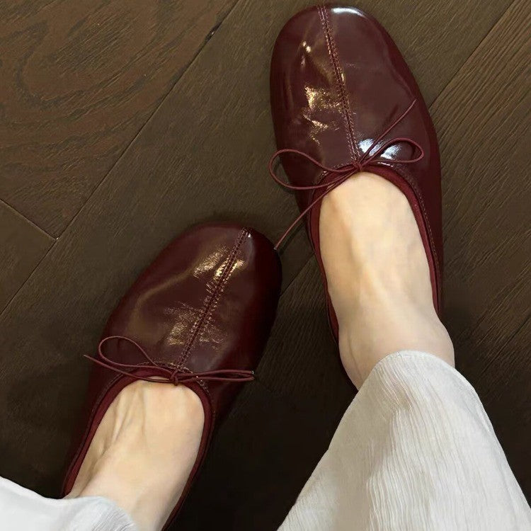 2026 Summer Women French Retro Super Soft Bow Foldable Flats, Egg Roll Ballet Shoes, Mary Jane Casual Shoes