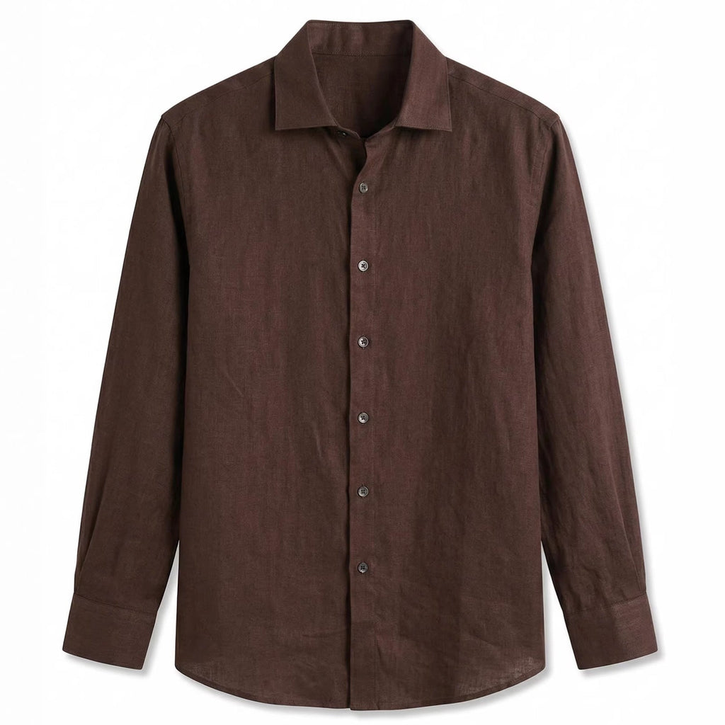 French-style Luxury Pure Linen Long-sleeve Shirt In The Old-money Aesthetic
