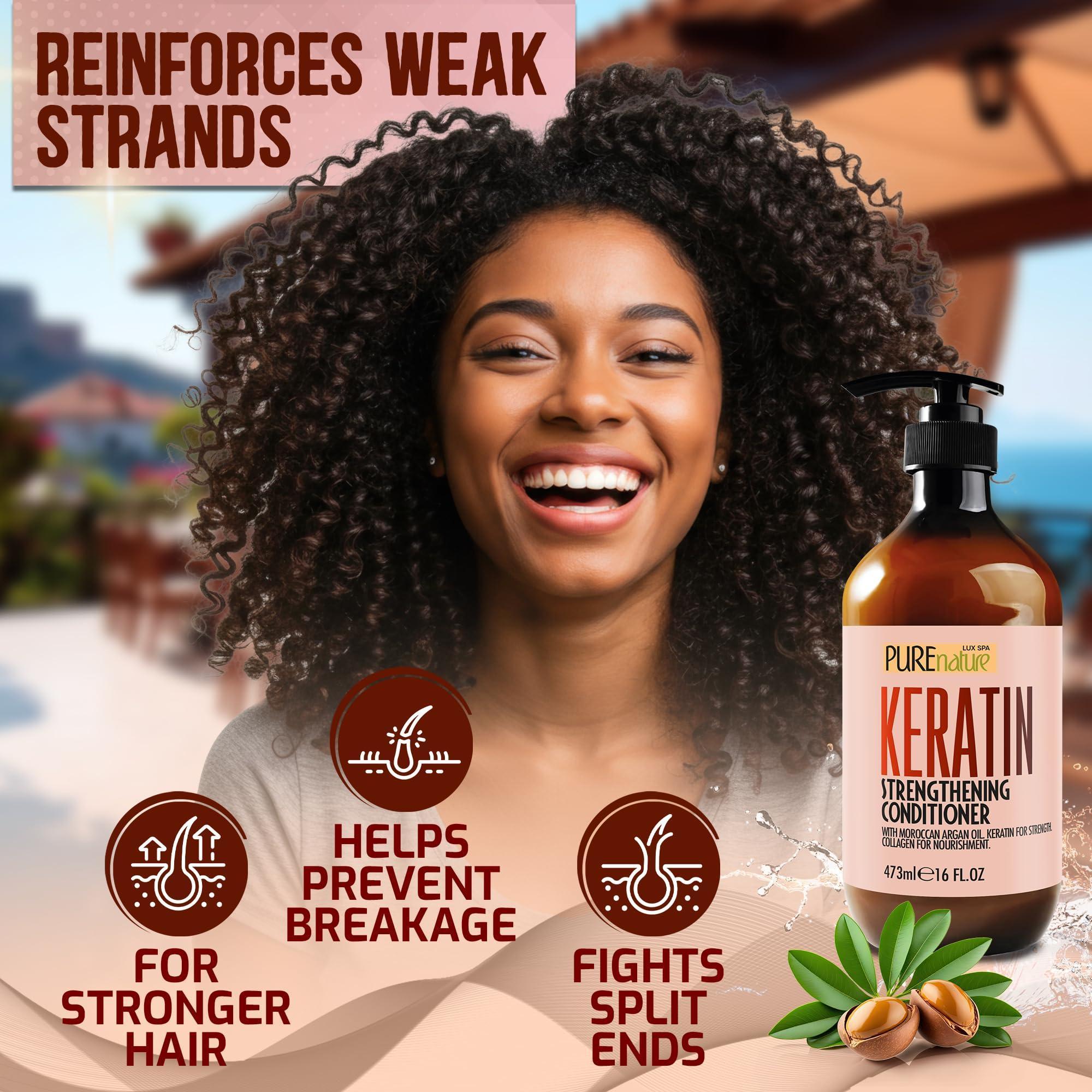 Keratin Conditioner for Women and Men Deep Conditioning Treatment to Repair Dry Damaged Hair and Split Ends 16 Fl Oz Strengthening Sulfate Free Formula