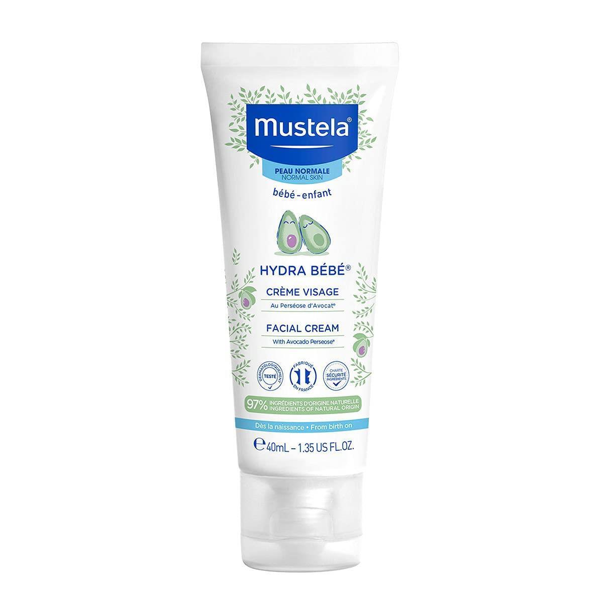 Mustela Hydra Bebe Baby Face Cream: Organic Avocado, Gentle Newborn Moisturizer for Sensitive Skin | Daily Hydration & Protection