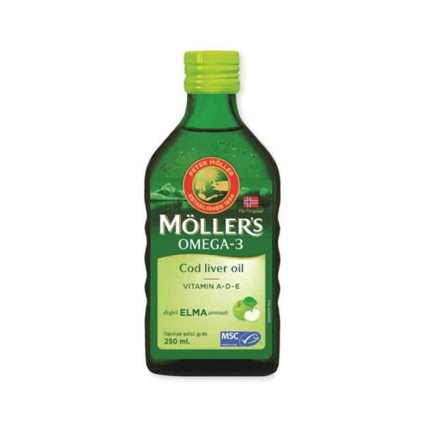 Möller's Cod Liver Oil Supplement with Omega-3, Vitamins A, D, E - Natural Apple Flavor for Heart, Brain Health - 8.45 fl oz