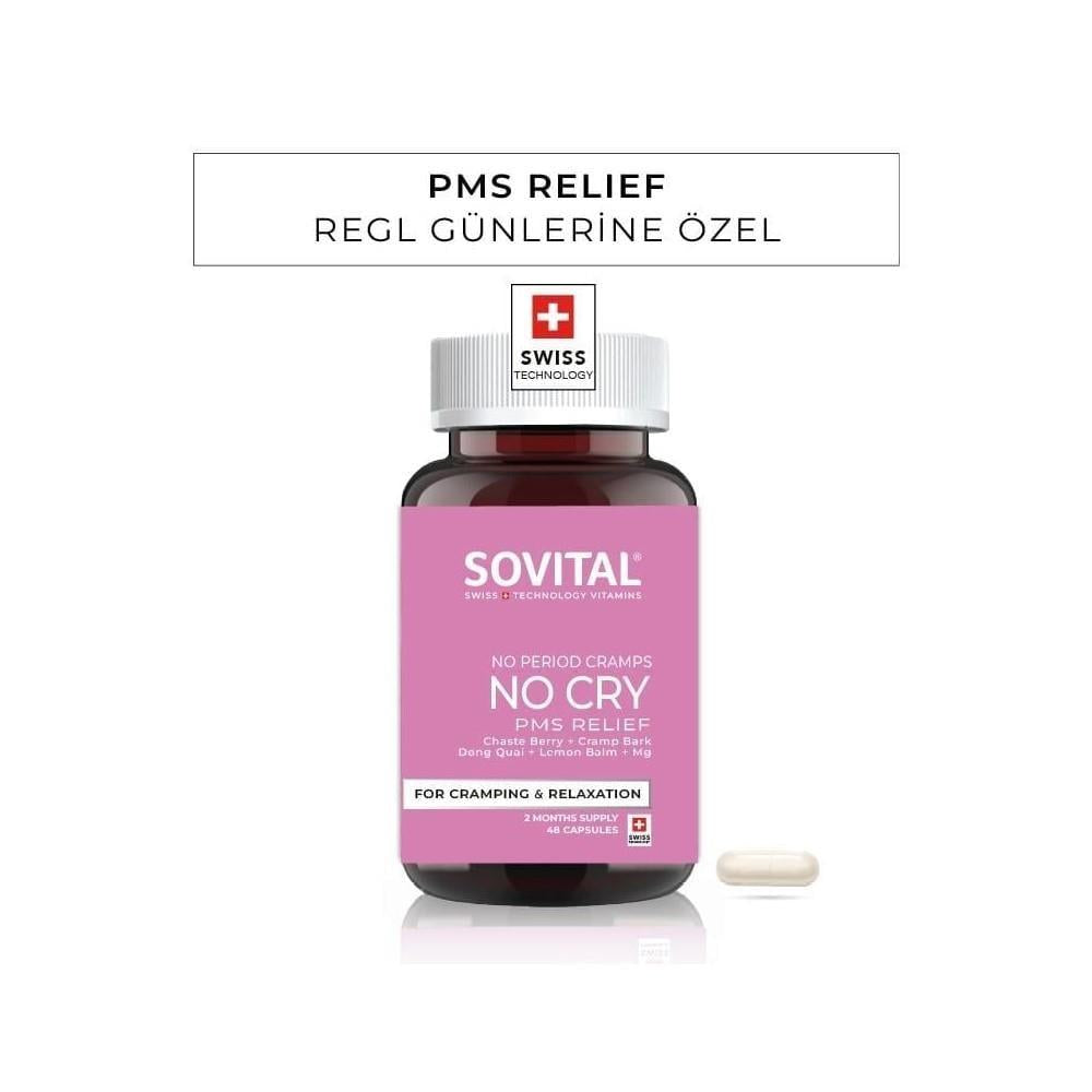 Sovital Menstrual Relief Supplement - 48 Capsules, Natural PMS Symptom Alleviation for Women, Magnesium and B Vitamins for Menstrual Health