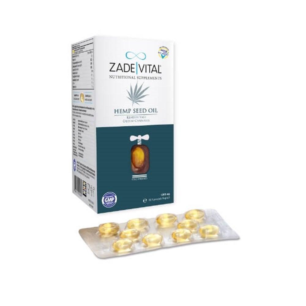 Zade Vital Hemp Seed Oil Supplement - 1000mg Cold-Pressed Capsules for Wellness Support