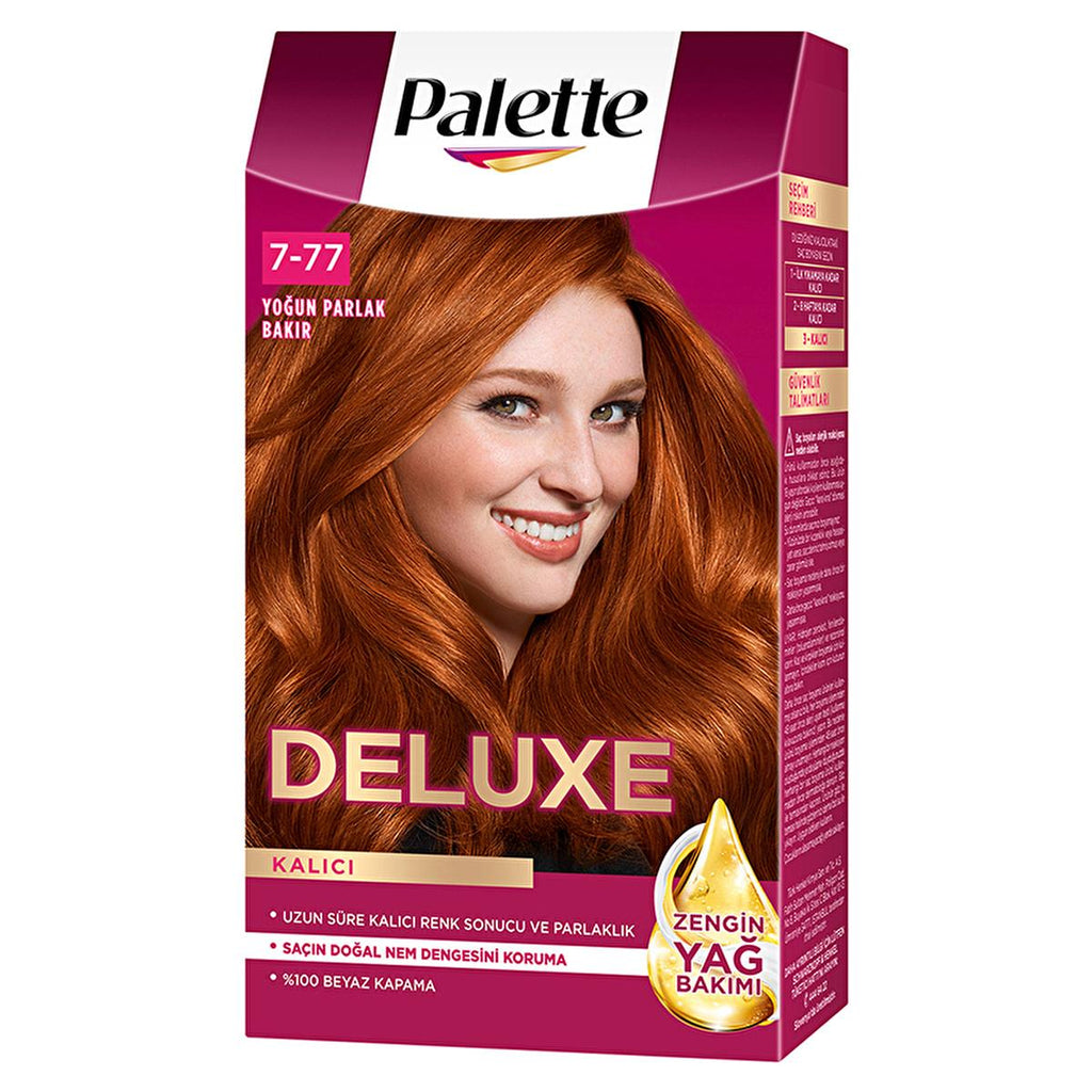 Palette Deluxe Intense Copper Hair Dye 7-77 - Long-Lasting, Nourishing Hair Color