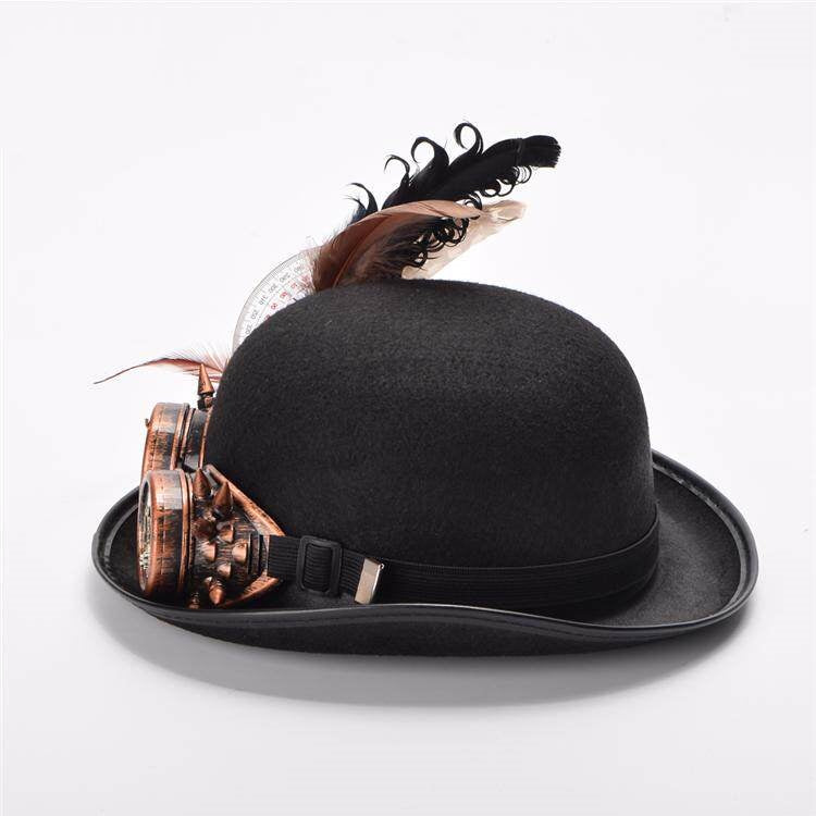 Lolita Dark-style Vintage Glasses And Feathered Hat Photo Prop