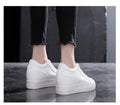 Soft Leather White Thick Bottom Height Increasing Insole Canvas Shoes