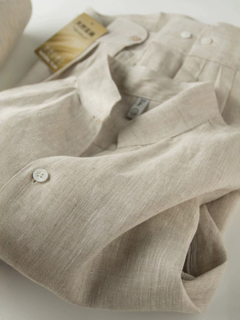 Mens Loose-fit Trendy Versatile Solid-color Casual Shirt