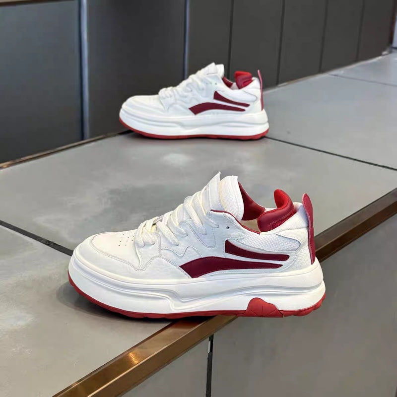 2026 New Spring Fashion Versatile Platform Height-boosting White Sneakers, Trendy Athletic Casual Skate Shoes For Young Men