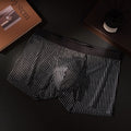 Mens Striped-print Boxer Briefs In Ice Silk Fabric