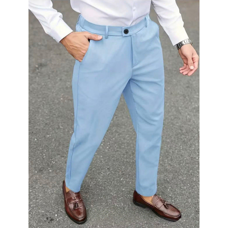 Summer Thin New Mens Solid-color Slim-fit European And American Casual Pants