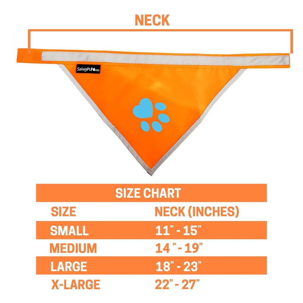 Reflective Dog Bandana Hi-Vis L Size 23 in Neck Orange