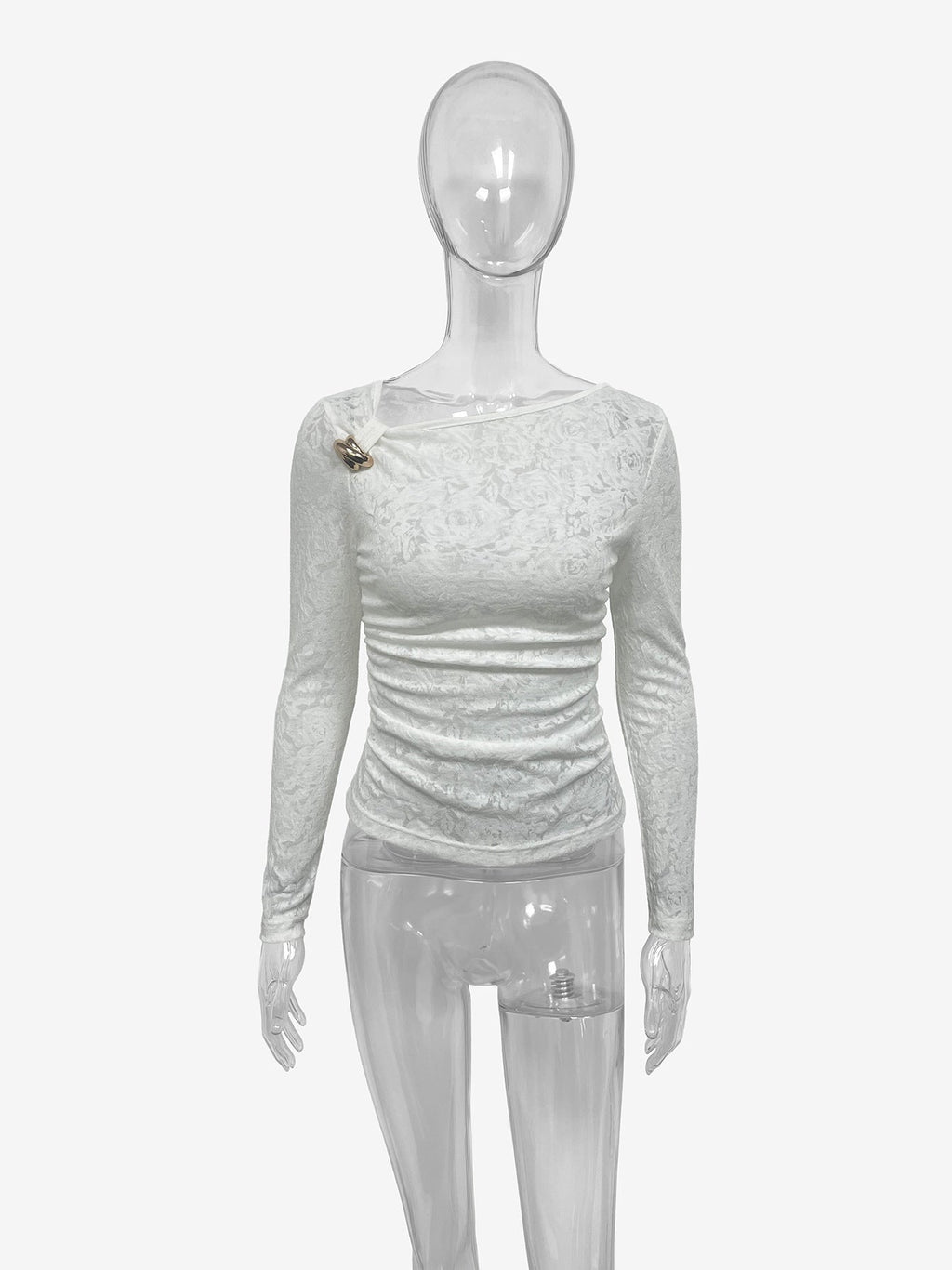 New Womens Versatile Long-sleeve Top With An Irregular Sheer Design