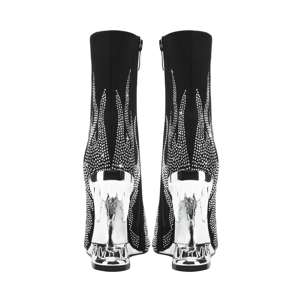 Teeth Profiled Heel Women's High Heel Boots