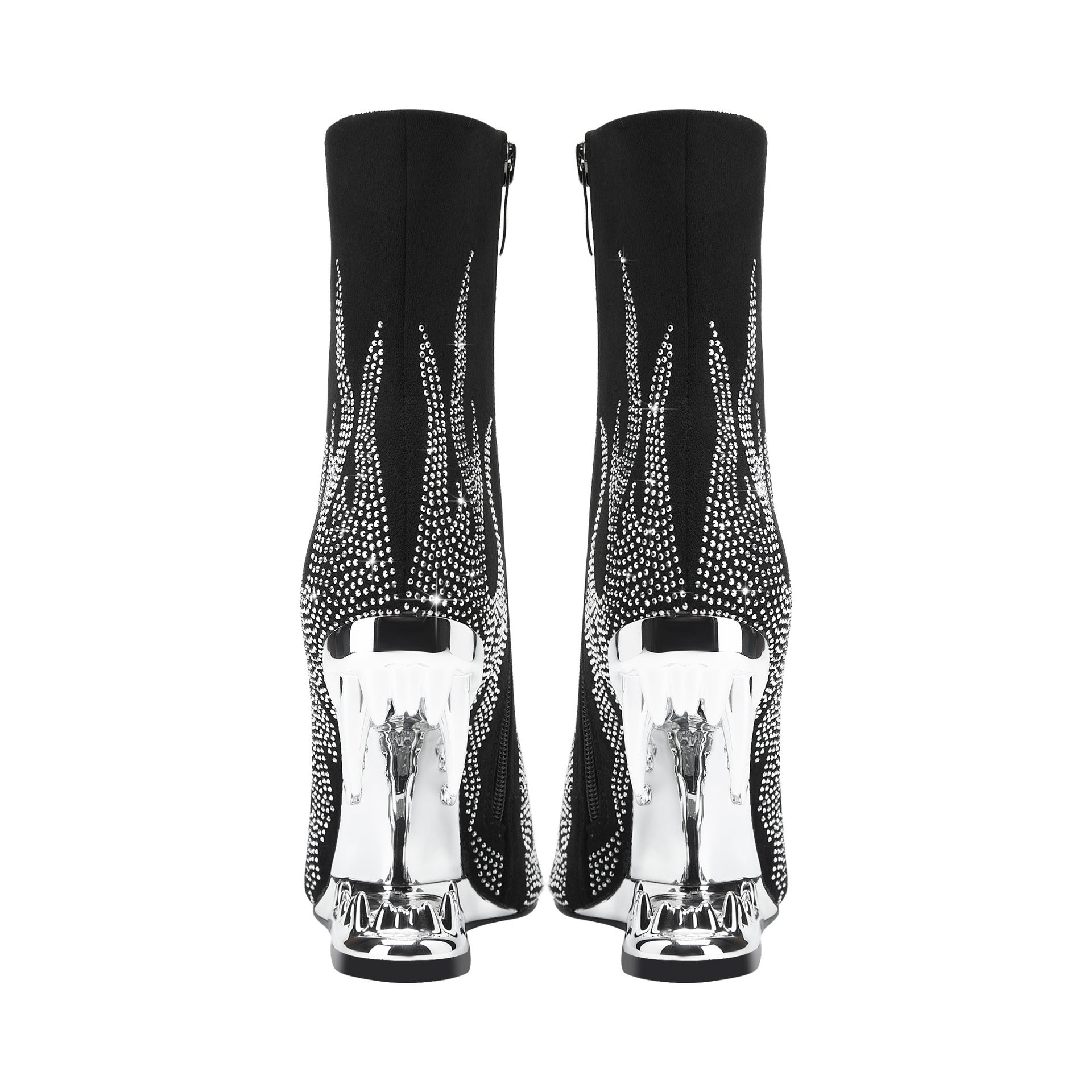 Teeth Profiled Heel Women's High Heel Boots