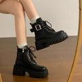 Womens Ankle Boots With Laces And A Height-increasing Design
