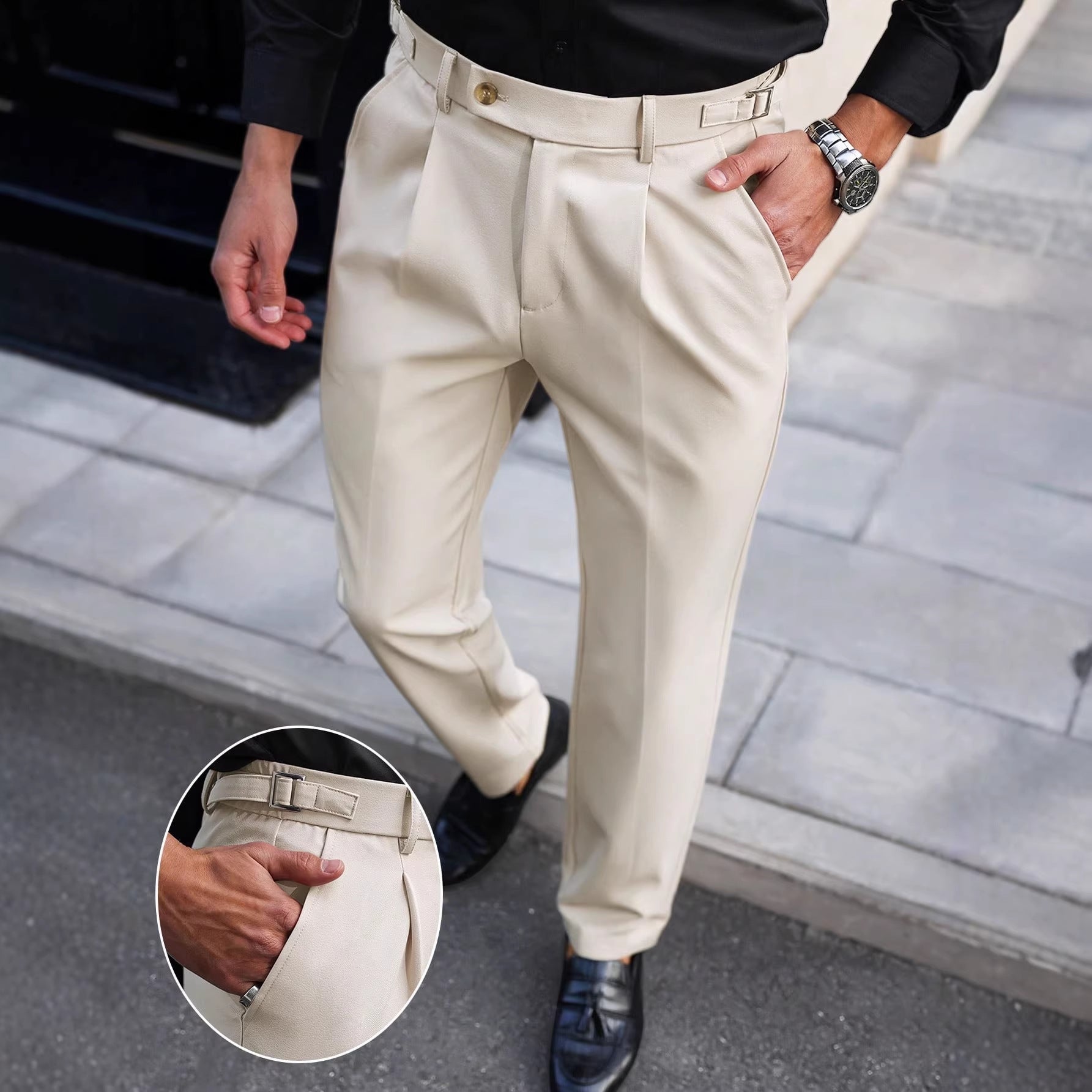 Mens American-style Straight-leg Business-casual Trousers