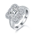 S925 Sterling Silver 2ct Princess Cut Moissanite Ring, D-VVS1 Cluster Halo With Split Shank, Platinum Plated US Sizes 5-9, GRA Certificate Gift Box