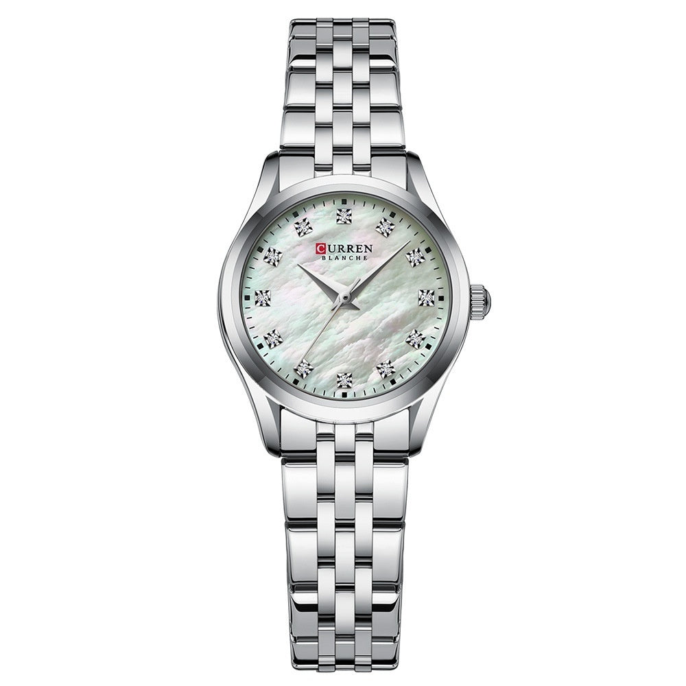 Rhinestone Ultra-thin Womens Shell-face Watch