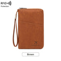 Cross-border RFID-blocking Passport Holder Long-style Zippered Passport Case Multi-functional Travel Document And Ticket Organizer