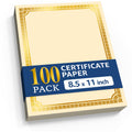 100 Certificate Paper 8.5 x 11 for Printing Blank Certificate Papers for Award Certificates Diploma Paper Premium Gold Foil Award Papers Cardstock for Awards Certificates Graduation